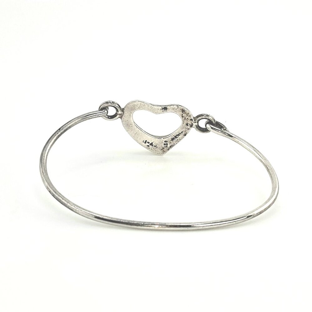 Vintage Mexico Sterling Silver Heart Hook Bangle | .925 | Handcrafted - Picture 3 of 6